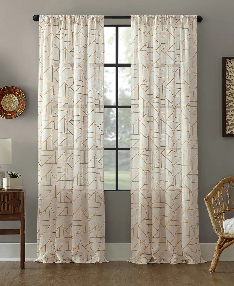 Jigsaw Embroidery Linen Blend Curtain