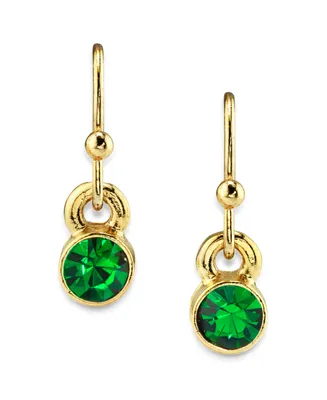 2028 14K Gold-tone Round Crystal Wire Drop Earring
