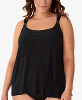 Miraclesuit Plus Razzle Dazzle Asymmetrical-Drape Tankini Top