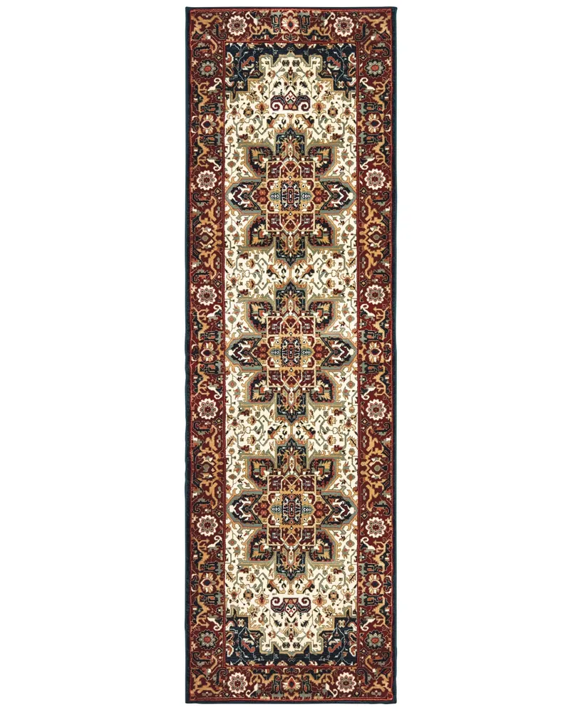 Closeout! Oriental Weavers Kashan 96W Red/Ivory 2'3" x 7'6" Runner Area Rug