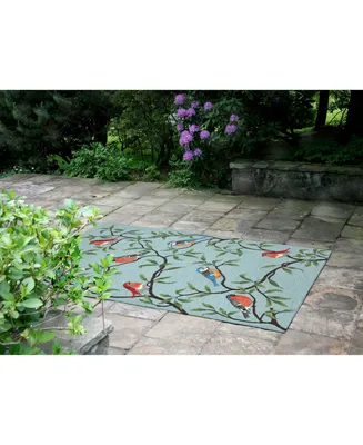 Liora Manne' Ravella 2270 Birds On Branches Blue 5' x 7'6" Indoor/Outdoor Area Rug