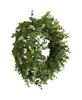 Nearly Natural 18" Eucalyptus Double Ring Wreath w/ Twig Base