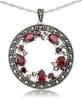 Garnet (2-3/8 ct. t.w.) & Marcasite Pendant on 18" Chain in Sterling Silver