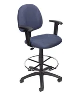 Boss Office Products Drafting Stool W/Footring And Adjustable Arms