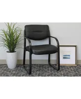 Boss Office Products LeatherPlus Sled Base Side Chair W/ Arms