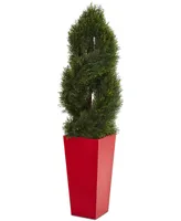 Nearly Natural 4.5' Uv-Resistant Double Pond Cypress Spiral Artificial Tree in Planter