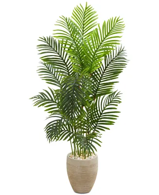 Nearly Natural 5' Paradise Palm Artificial Tree in Sand-Colored Planter