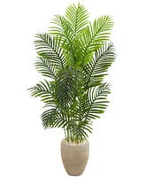 Nearly Natural 5' Paradise Palm Artificial Tree in Sand-Colored Planter
