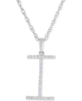 Diamond (1/10 ct. t.w.) Initial Pendant Necklace in 10k White Gold, 16" + 2" extender