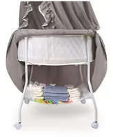 Empress Round Baby Bassinet With Canopy - Gray And White