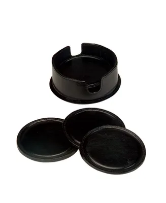 Royce New York Set of Round Coasters in Leather Case