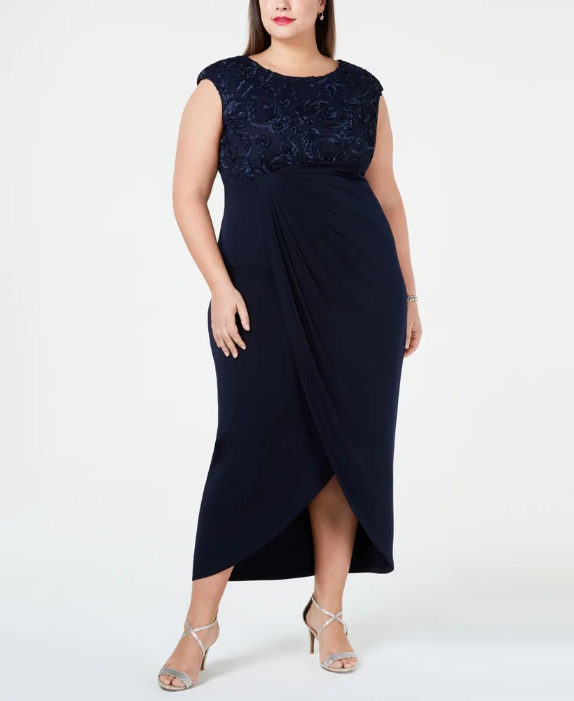 Connected Plus Soutache Faux-Wrap Dress