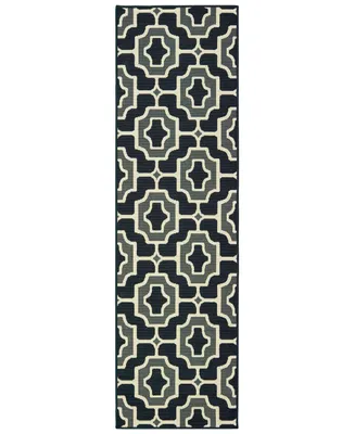 Oriental Weavers Marina 1491Z Black/Gray 2'3" x 7'6" Indoor/Outdoor Runner Area Rug