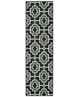 Oriental Weavers Marina 1491Z Black/Gray 2'3" x 7'6" Indoor/Outdoor Runner Area Rug