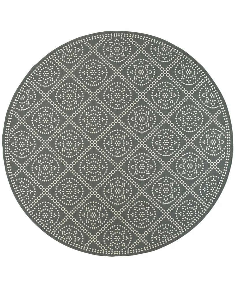 Oriental Weavers Marina 3969L Gray/Ivory 7'10" Indoor/Outdoor Round Area Rug