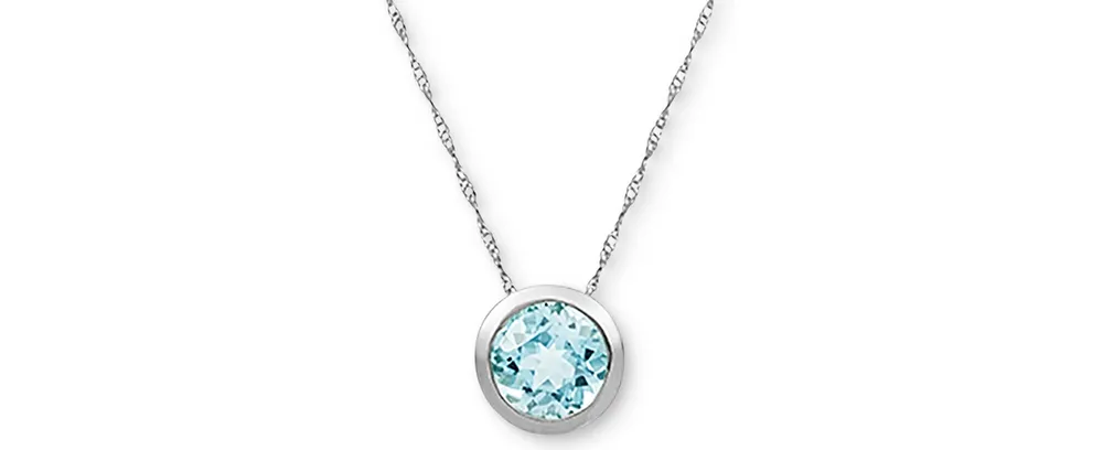 Birthstone 18" Bezel Pendant Necklace 14k Gold