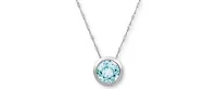 Birthstone 18" Bezel Pendant Necklace 14k Gold