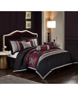 Lincoln 7-Piece Comforter Set, Black, Full