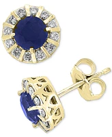 Effy Ruby (1-1/8 ct. t.w.) & Diamond (1/3 ct. t.w.) Stud Earrings in 14k Gold (Also available in Sapphire)