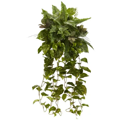 Nearly Natural 36" Mixed Greens Hanging Artificial Plant, Set of 2