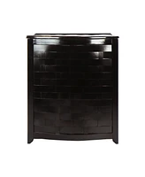 Oceanstar Bowed Front Veneer Laundry Wood Hamper with Interior Bag