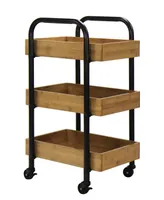 Oceanstar Portable Storage Cart with 3 Easy Removable Bamboo Trays