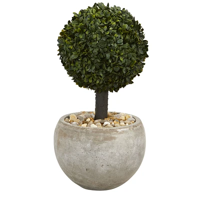 Nearly Natural 2' Boxwood Topiary Artificial Tree in Sand Colored Bowl