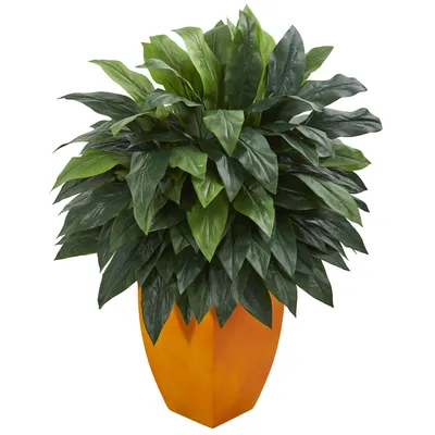 Nearly Natural Cordyline Artificial Plant in Orange Planter