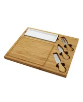 Picnic at Ascot Celtic Bamboo Cheese Board with Ceramic Dish and 3 Cheese Tools