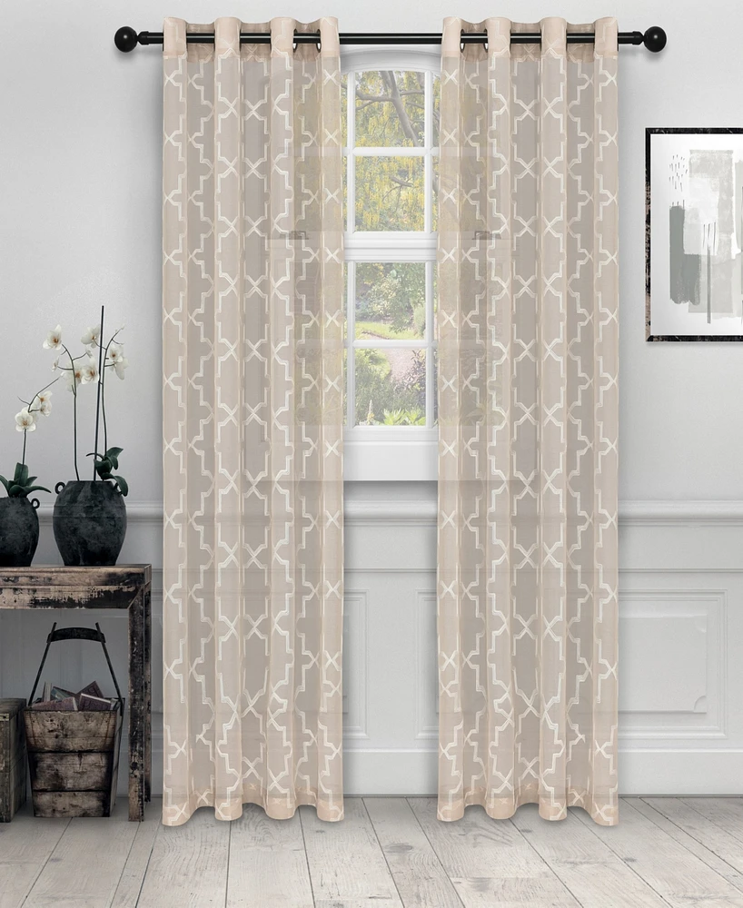 Superior Semi-Sheer Quatrefoil Printed Curtain Panels, Set of 2, 52" x 96"