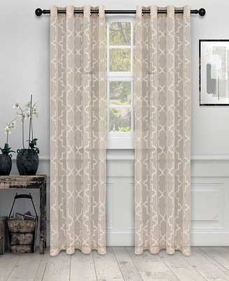 Superior Semi-Sheer Quatrefoil Printed Curtain Panels, Set of 2, 52" x 96"