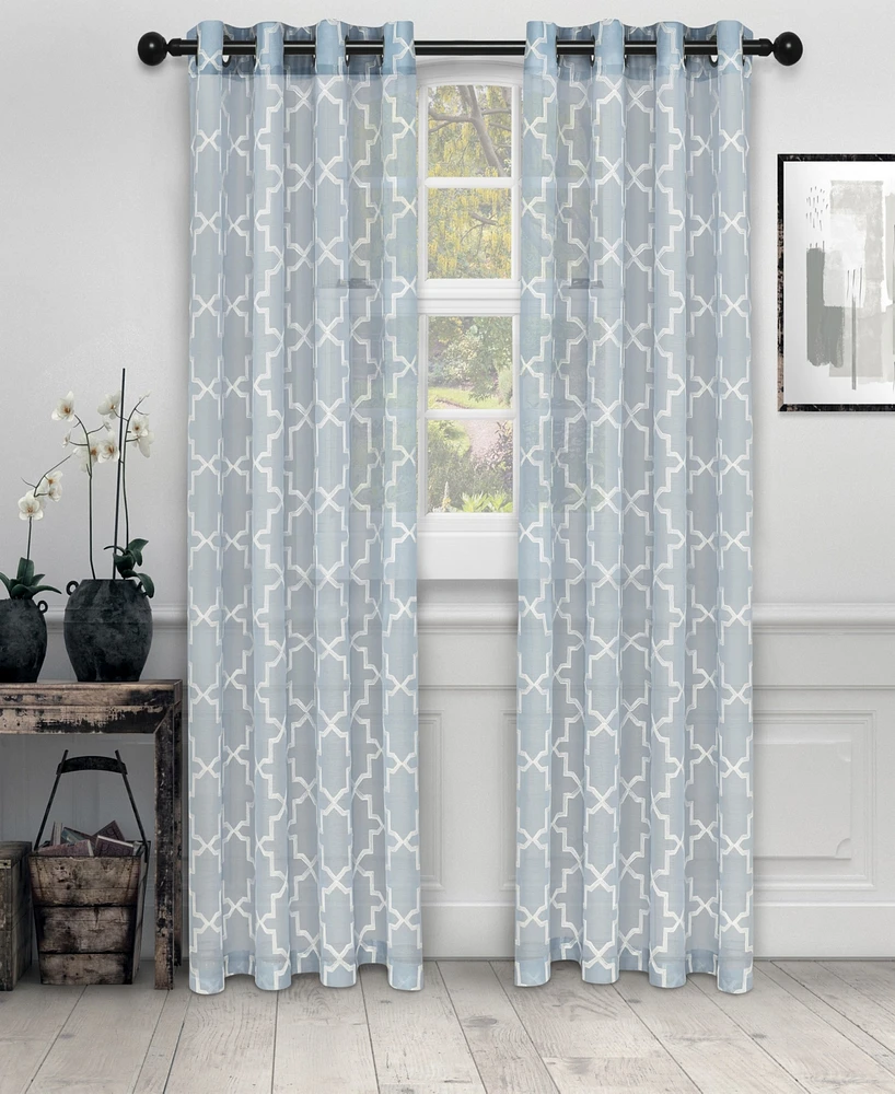 Superior Semi-Sheer Quatrefoil Printed Curtain Panels, Set of 2