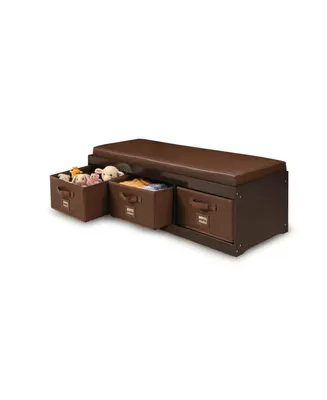 Badger Basket Kid's Storage Bench with Cushion and Three Bins