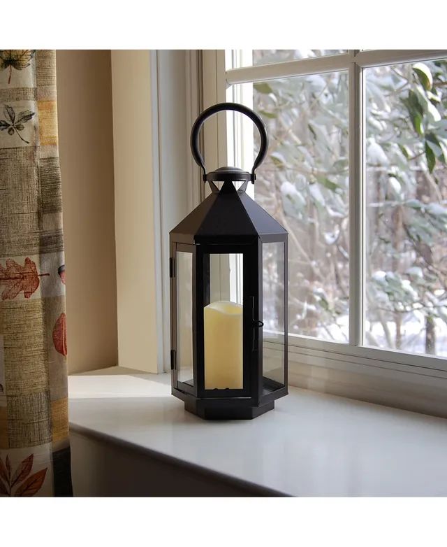 Lumabase Metal Lantern with LED Candle - Traditional Black