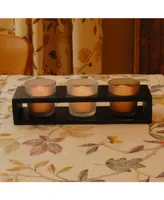 Lumabase Wooden Trio Tray with 3 Glass Votive Holders