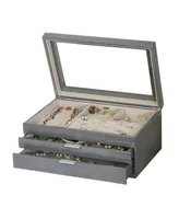 Mele & Co. Misty Glass Top Wooden Jewelry Box