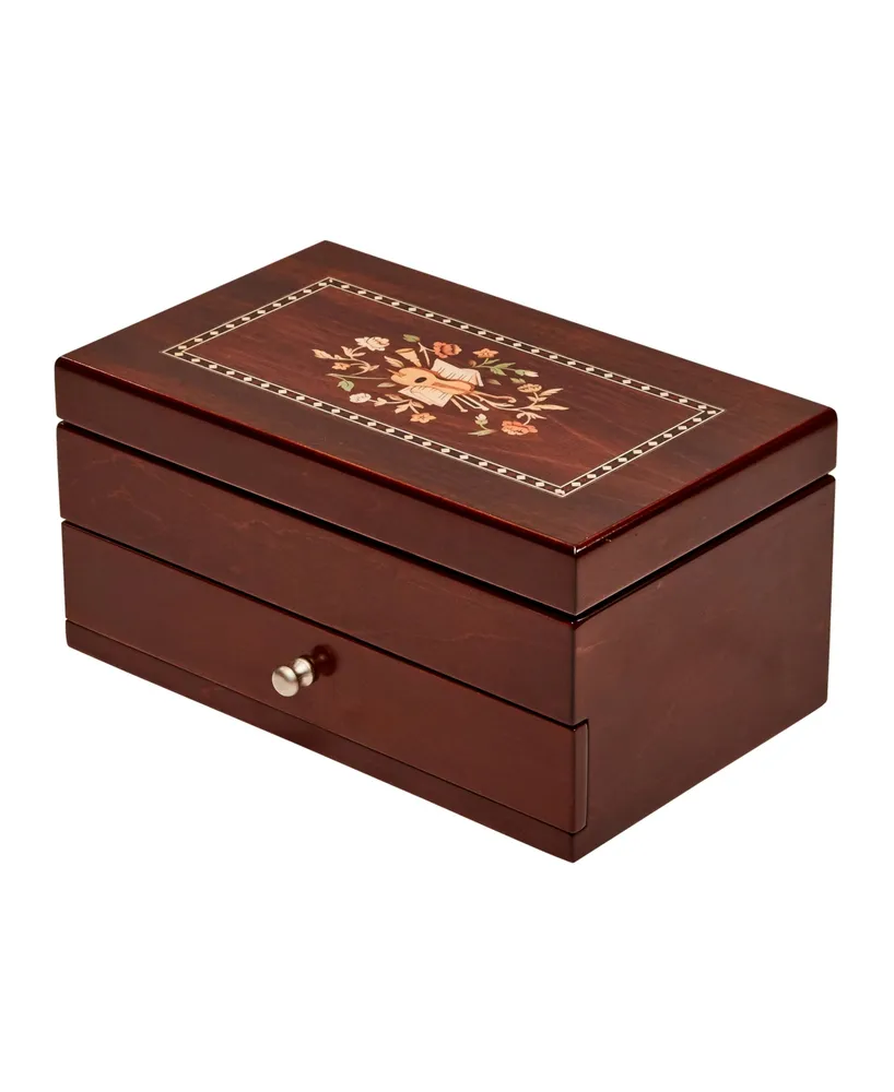 Mele & Co. Brynn Wooden Jewelry Box with Florentine Marquetry Motif