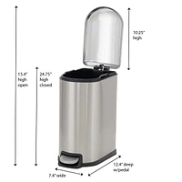 Household Essentials Stainless Steel 10L Tuscany Narrow Trash Bin