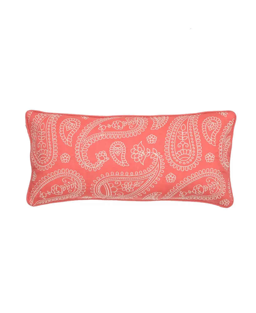 Levtex Ashbury Spring Coral Paisley Decorative Pillow, 12" x 24"