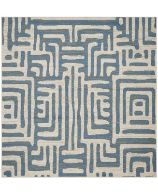 Safavieh Amsterdam AMS106 Ivory and Light Blue 6'7" x 6'7" Square Outdoor Area Rug