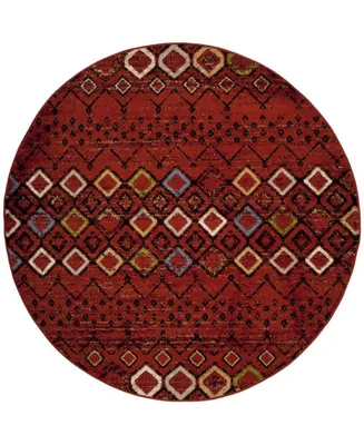 Safavieh Amsterdam AMS108 Terracotta and Multi 6'7" x 6'7" Round Outdoor Area Rug