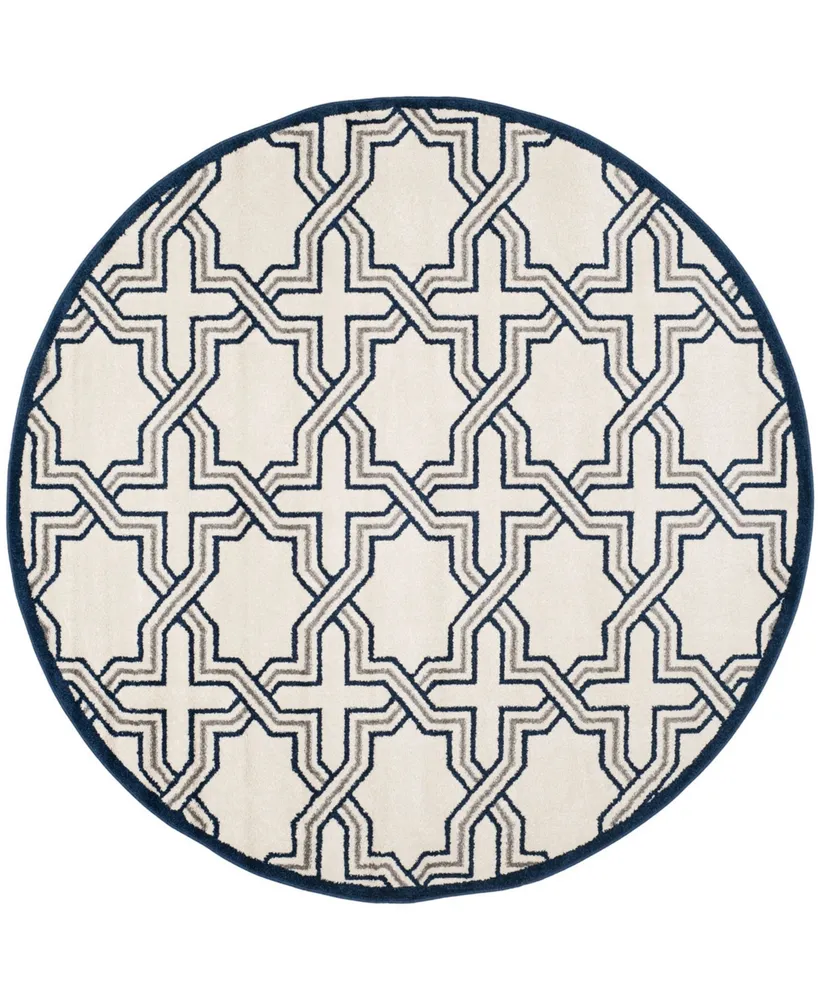 Safavieh Amherst AMT413 Ivory and Navy 7' x 7' Round Area Rug