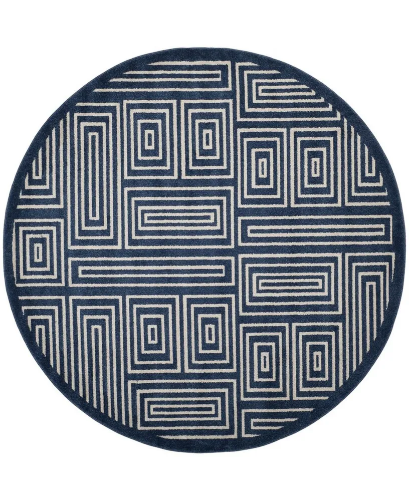 Safavieh Amherst AMT430 Navy and Ivory 7' x 7' Round Area Rug