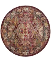 Safavieh Crystal CRS516 Fuchsia and Light Blue 7' x 7' Round Area Rug