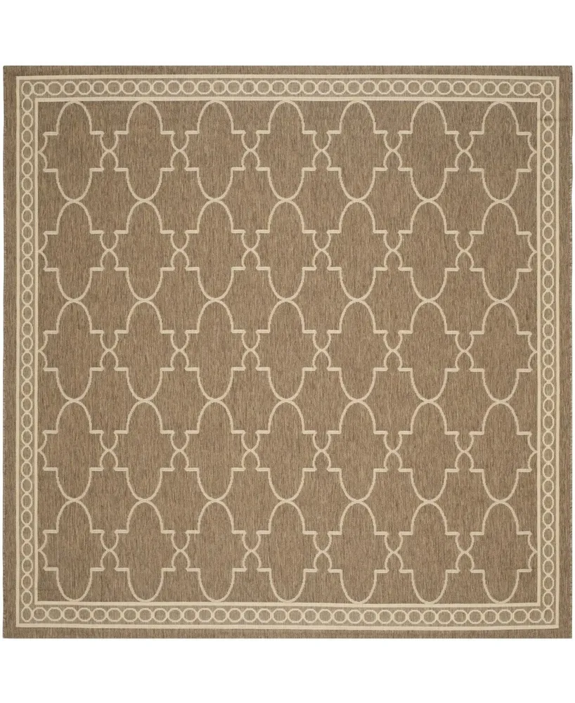 Safavieh Courtyard CY5142 Dark Beige and Beige 7'10" x 7'10" Square Outdoor Area Rug