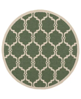 Safavieh Courtyard CY6009 Dark Green and Beige 5'3" x 5'3" Round Outdoor Area Rug