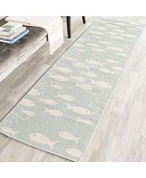 Safavieh Courtyard CY6012 Aqua and Beige 2'3" x 8' Sisal Weave Runner Outdoor Area Rug