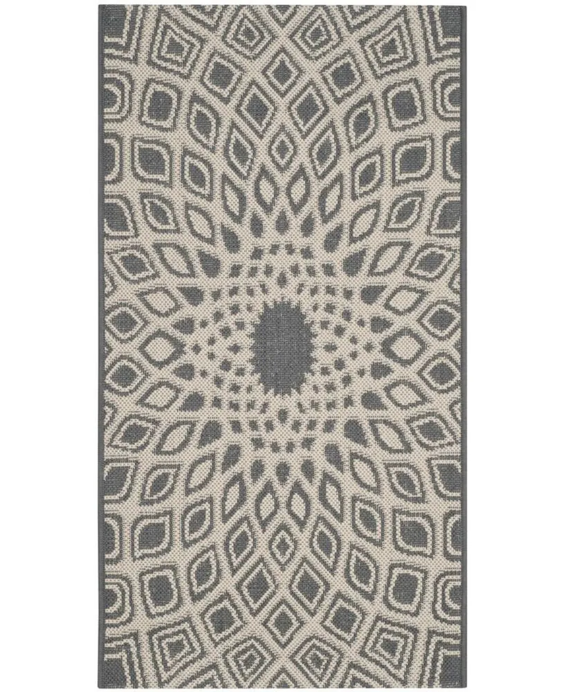 Safavieh Courtyard CY6616 Anthracite and Beige 2' x 3'7" Sisal Weave Outdoor Area Rug