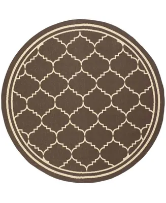 Safavieh Courtyard CY6889 Chocolate and Cream 6'7" x 6'7" Sisal Weave Round Outdoor Area Rug