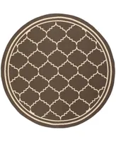 Safavieh Courtyard CY6889 Chocolate and Cream 6'7" x 6'7" Sisal Weave Round Outdoor Area Rug